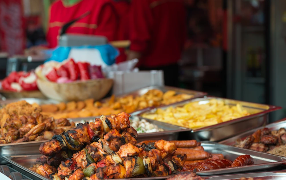 Close-up of food at a tailgate party