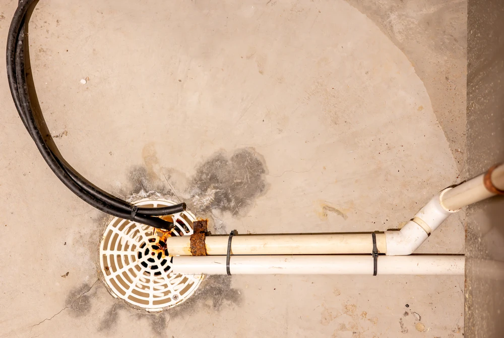 condensation line from a drainage pipe