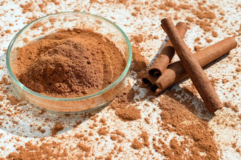 cinnamon dust and sticks