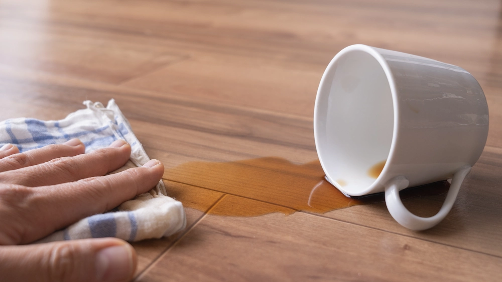 cleaning spilled coffee
