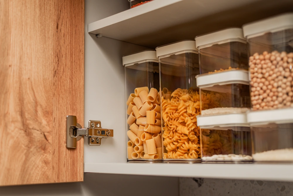 airtight containers in pantry